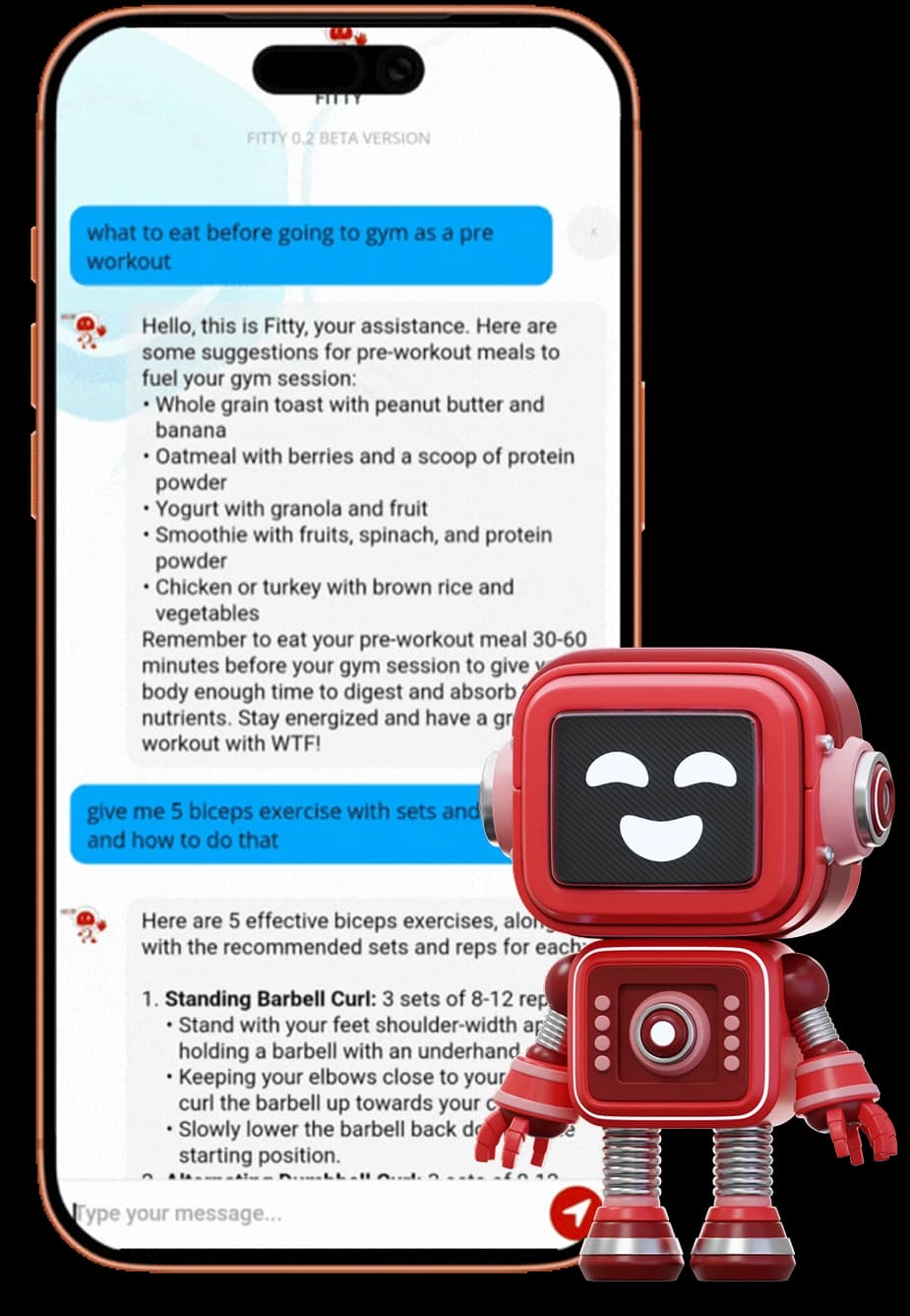 WTF Fitness App Chat Interface